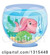 Poster, Art Print Of Happy Pink Fish In A Bowl