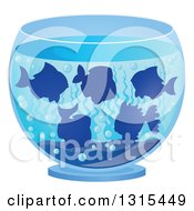 Group Of Silhouetted Fish Swimming In A Bowl