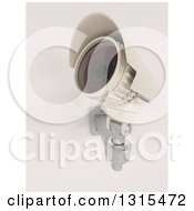 Poster, Art Print Of 3d White Hd Cctv Security Surveillance Camera Mounted On A Wall Pointing Upwards On Off White