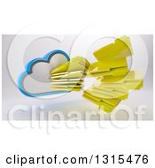 Clipart Of A 3d Cloud Drive Spitting Out Folders Icon On Shaded White Royalty Free Illustration