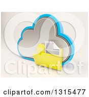 Poster, Art Print Of 3d Cloud Drive And Document Folder Icon On Shaded White