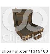 Poster, Art Print Of 3d Open Brown Professional Briefcase On Shaded White Tilted To The Right