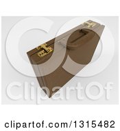 Clipart Of A 3d Brown Professional Briefcase On Shaded White Royalty Free Illustration
