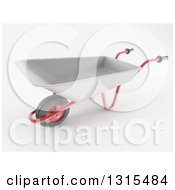 Poster, Art Print Of 3d Red And Metal Wheelbarrow On A Shaded White Background