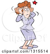 Clipart Of A Cartoon Brunette Caucasian Business Woman Grabbing Her Aching Head Royalty Free Vector Illustration