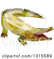 Retro Low Poly Geometric Angry Crocodile With An Open Mouth