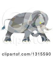 Poster, Art Print Of Retro Low Poly Geometric Angry Elephant Ready To Attack
