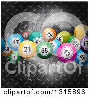 Poster, Art Print Of 3d Colorful Bingo Or Lottery Balls Over Metal Diamond Plate