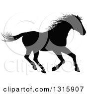 Poster, Art Print Of Black Silhouetted Horse Running 2