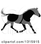 Poster, Art Print Of Black Silhouetted Horse Running