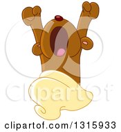 Poster, Art Print Of Cartoon Cute Teddy Bear Yawning Upon Waking
