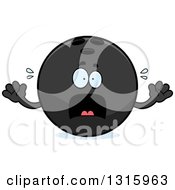 Cartoon Scared Black Bowling Ball Character Screaming