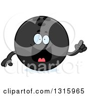 Clipart Of A Cartoon Smart Black Bowling Ball Character Holding Up A Finger Royalty Free Vector Illustration by Cory Thoman