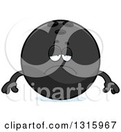 Cartoon Depressed Sad Black Bowling Ball Character Pouting