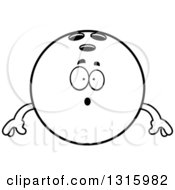 Lineart Clipart Of A Cartoon Surprised Black Bowling Ball Character Gasping Royalty Free Outline Vector Illustration by Cory Thoman