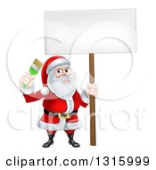 Poster, Art Print Of Christmas Santa Claus Holding A Paintbrush And Sign