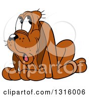 Poster, Art Print Of Cartoon Ashamed Brown Hound Dog