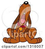 Clipart Of A Cartoon Brown Hound Dog Howling Royalty Free Vector Illustration