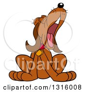 Cartoon Tired Brown Hound Dog Yawning