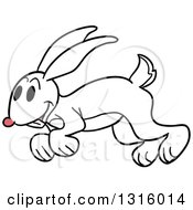 Poster, Art Print Of Cartoon Happy White Rabbit Hopping To The Left