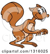 Clipart Of A Cartoon Happy Brown Squirrel Facing Right Royalty Free Vector Illustration