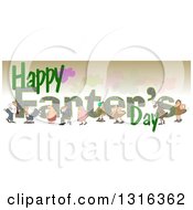 Poster, Art Print Of Cartoon People Passing Gass Over Happy Farters Day Text