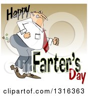 Poster, Art Print Of Cartoon Chubby White Father Passing Gas With Happy Farters Day Over Gradient