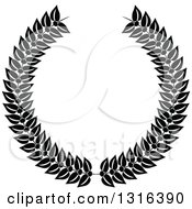 Clipart Of A Black And White Laurel Wreath Design 2 Royalty Free Vector Illustration
