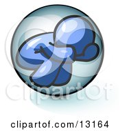 Shy Blue Man Inside A Bubble Clipart Illustration