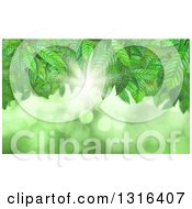 Poster, Art Print Of Background Of Green Vines Bright Light And Flares