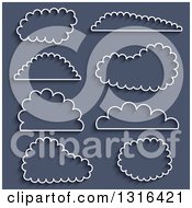 Cloud Outline And Shadow Icons On Blue