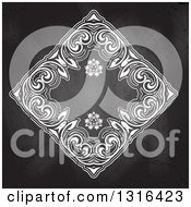 Clipart Of A Chalk Floral Ornate Frame On A Blackboard Royalty Free Vector Illustration by KJ Pargeter