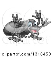 Cartoon Happy Spider Waving With Multiple Hands
