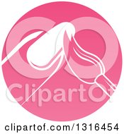 Clipart Of A Round Pink Nail Polish Manicure Logo Royalty Free Vector Illustration