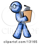 Blue Man Holding A Clipboard While Reviewing Employess