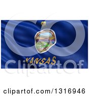 3d Rippling State Flag Of Kansas Usa