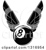 Poster, Art Print Of Black And White Winged Billiards Eightball
