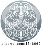 Poster, Art Print Of Shiny Circuit Board Artificial Intelligence Computer Chip Brain In A Circle