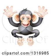 Poster, Art Print Of Cartoon Black And Tan Happy Baby Chimpanzee Monkey