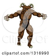 Clipart Of A Muscular Threatening Ram With Claws Royalty Free Vector Illustration