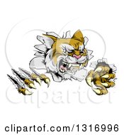 Poster, Art Print Of Vicious Wild Cat Slashing Through A Wall