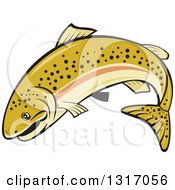 Poster, Art Print Of Cartoon Leaping Rainbow Trout Fish