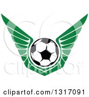 Poster, Art Print Of Soccer Ball With Green Wings