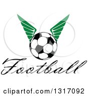 Poster, Art Print Of Soccer Ball With Green Wings Over Text 2