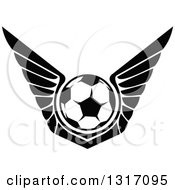 Poster, Art Print Of Black And White Soccer Ball With Wings