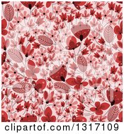 Clipart Of A Seamless Red Floral Background Pattern Royalty Free Vector Illustration
