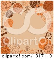 Poster, Art Print Of Retro Doodled Brown Orange And Tan Background With Text Space