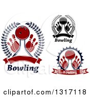 Poster, Art Print Of Bowling Ball Pin And Wreath Designs With Text