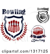 Clipart Of Bowling Pin And Text Designs Royalty Free Vector Illustration
