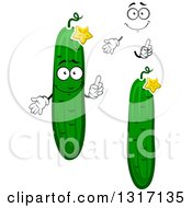 Poster, Art Print Of Cartoon Face Hands And Cucumbers With Blossoms